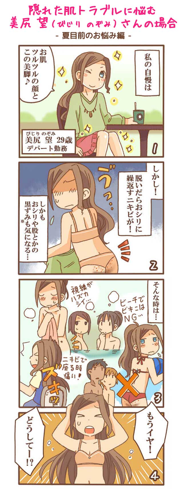 隠れた肌トラブルに悩む美尻望（びじりのぞみ）さんの場合