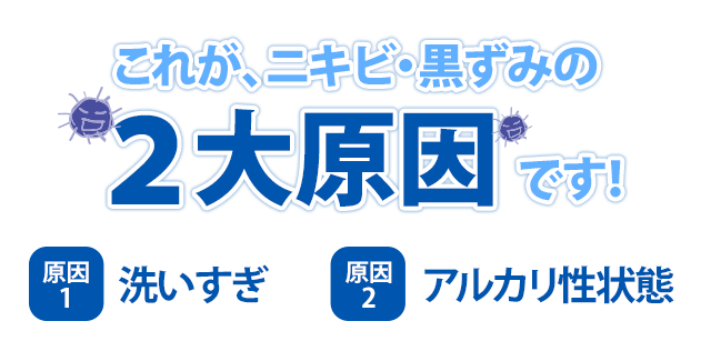 これが、ニキビ・黒ずみの２大原因 です！